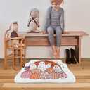 SHIYUE Cute Ghost Halloween Bath Rug, Boho Vintage Floral Abstract Spooky Gothic Mat,Soft Microfiber Non Slip for Bathroom Aesthetic Deco (21" x 25" Colorful Pumpkin)