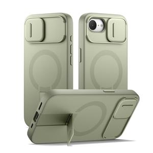 SURITCH for iPhone 17e/16e Case with Magnetic Camera Slide Cover and Adjustable Kickstand, Compatible with MagSafe, Shockproof Bumper Case Slim Protective Cover 6.1 Inch, Green