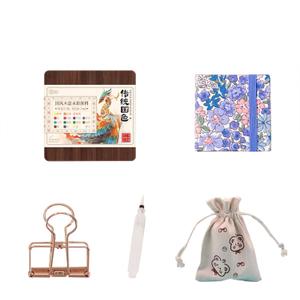 15 Gauge Acrylic Mini Palette, Mini Watercolor Palette Set, Pocket Artist Watercolor Travel Set, Portable Watercolor Palette Box Set with Brushes, Clips, Sketchbook, Paints, Storage Bag (A)