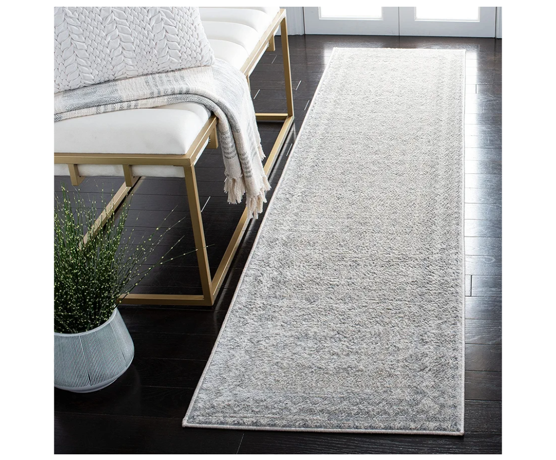 SAFAVIEH Brentwood Collection Runner Rug - 2' x 12', Ivory & Grey, Traditional Oriental Distressed Design, Non-Shedding & Easy Care, Ideal for High Traffic Areas in Living Room, Bedroom (BNT899B) 144' inches by 24'