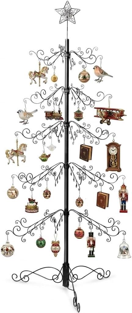 HOHIYA 6.5 Ft Ornament Display Tree Stand 174 Hook Metal Christmas Tree