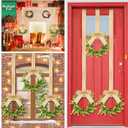 Yilloog 6 Pcs Mini Christmas Wreaths for Kitchen Cabinet 9" Small Christmas Artificial Boxwood Wreaths with Linen Bow Xmas Party Decor for Door Window Wall Farmhouse Hanging