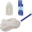 LOLA Cotton String Wet Floor Mop, Absorbs Up to 3X its Weight in Water, Heavy Duty, for Floor Cleaning, Includes Swivel Hang Cap for Storage