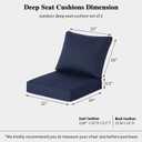 Outdoor Deep Seat Cushions Set of 2, 22 x 24 x 5.5 Inch High-Density Foam Patio Chair Cushions with Water-Repellent & UV-Resistant Covers, Tear-Resistant Seat & Back Replacement Cushions, Indigo