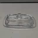 Bezrat Glass Butter Dish with Lid - Elegant Slim Tidy Cover with Handle - Crystal Clear Rectangular 2 Piece Design