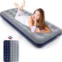 Camping Air Mattress Inflatable Air Bed Flocked Surface Travel Bed Sleeping Pad Air Bed for Outdoor Camping Tent Guest TravellingNavy Blue  (Single)