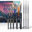 Transon 8pcs Miniature Painting Dry Brush Set with 5 Drybrushes and 3 Small Detail Brushes for Model Making and Miniature Model Painting
