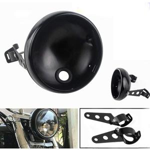 7 Inch Motorcycle Headlight Housing Bracket Headlamp Shell Cover 7" Led Headlight Housing for Harley Yamaha Suzuki Chopper Cafe Racer Bobbe Aprilia Black