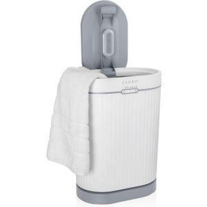 Zadro Fluted Oval Towel Warmer Bucket with Auto-Shut Off Electric Timer & Stainless Steel Tub (Large | 20L | 14.5" Wide x 20.5" Tall, White/Gray)