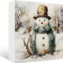 Snowman Winter Wooden Sign - Snowman Winter Wooden Box Signs, Winter Snowman Table Desk Signs for Home Decor, Winter Signs for Home Decor, 55 Inch