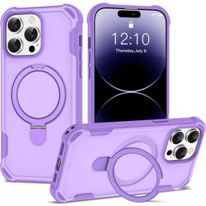 Compatible with iPhone 14 Pro Max Case 6.7'' with Magnetic Ring Stand [Military Drop Protection][Compatible with MagSafe] Shockproof 14 Pro Max Phone Case for Men Wowen,Purple