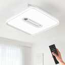 Bladeless Ceiling Fans with Lights Remote Control, Eye Care LED Ceiling Light with Fan, Stepless Dimming 3000K-6000K, Temperature Display, Low Profile Ceiling Fan for Bedroom Kids Room Kitchen