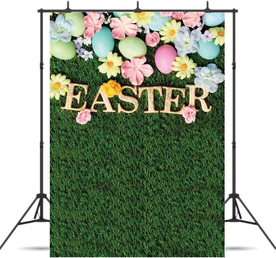 6x9ft Easter Backdrop Happy Easter Backdrops Easter Green Grass Colorful Eggs Backdrop Easter Party Decorations Banner (6x8ft)