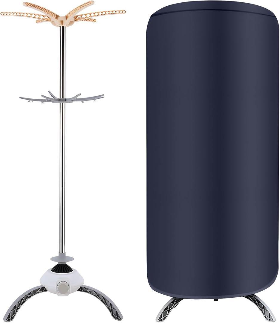 Portable Clothes Dryer, Cloth Dryer Machine, Mini Dryer for Clothes, Apartment, RV, Travel, Small Quiet Fast, Adjustable Timer Round