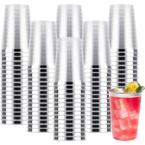 Goodluck 200PCS 12oz Silver Plastic Cups for Party, Disposable Silver Cups, Plastic Cocktail Glasses for Wedding Thanksgiving, Christmas, and Parties