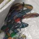22x12.8 Inches Stained Glass Birds Window Hanging, 9 Multicolor Birds on Branch Suncatcher, Cardinal Hummingbird Kingfisher Glass Panel for Home Decorations, Gifts for Women Mom Grandma