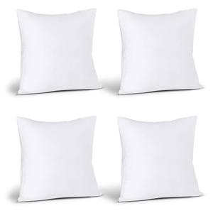 Bedding Throw Pillows (Set of 4, White), 17 x 17 Inches Pillows for Sofa, Bed and Couch Decorative Stuffer Pillow