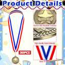 Quelay 30 Pcs 2'' Award Medals Bulk Gold Winner Medals with Neck Ribbons Metal Trophy Award Prize Gift for Tournaments, Competitions, Party, Kids and Adults