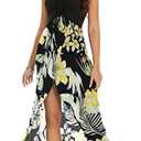 Strapless Dresses for Women Summer Sundress Casual Floral Beach Coverups Dress.(Black Yellow Flowers,M)