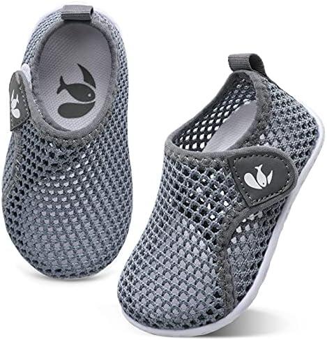 Toddler Water Shoes Toddler Swim Shoes Quick Dry Slip On Sneakers for Beach Pool Mesh Grey 12-18 Months Infant