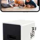 Hidden Spy Camera for Home Use, WiFi Indoor Surveillance Camera with Remote Monitor via Phone App, Left & Right Angle Shooting, for Home Security(White)