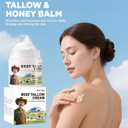 2 x Tallow Honey Balm - Grass-Fed Tallow Facial Moisturizer with Wild Honey, Organic Skincare for Dry and Sensitive Skin - 120ml