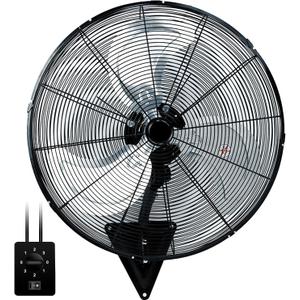 24 Inch Wall Mount Fan Oscillating Wall Fan High Velocity Heavy Duty 3-Speed Pro Metal Fans for Garage, Workhouse, Greenhouse, Farm, Shop, Industrial Use