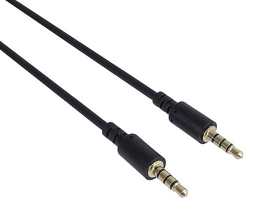 Premium Cord 3.5mm 4 Pin Jack Cable Audio and Voice Transmission Allows Use of Microphone Aux Headset Audio Connection Cable M/M Length 1m