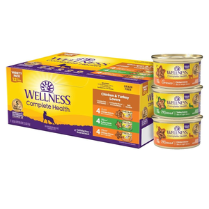 Wellness Complete Health Gravy and Minced Adult Wet Cat Food, Natural, Protein-Rich, Grain-Free, 3 Ounce, 12 Pack, (Chicken & Turkey Lovers Variety Pack), Best By: FEB 16 2028
