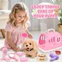 G.C Dog Toys for Girls Kids, Walking Barking Electronic Interactive Plush Puppy Toy with Carrier & Accessories Toddlers Pretend Play Pet Care Playset, Gifts for Little Girls 3 4 5 6 Year Old