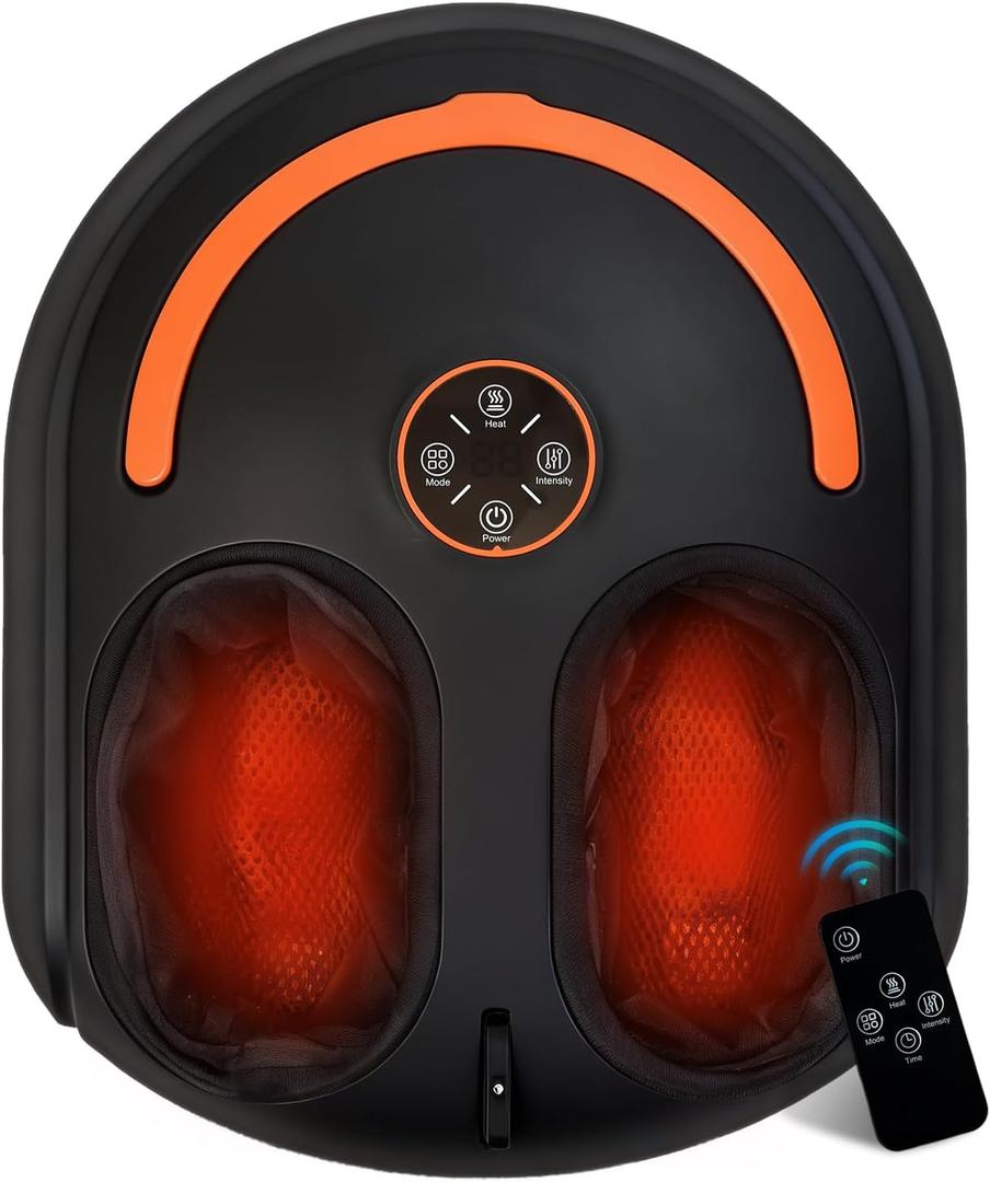 Shiatsu Foot Massager, Electric Feet Massage Machine, Deep Kneading Relief for Plantar Fasciitis, Air Compression, 3 Heat Levels, Relax for Home Office Use, for Women Mom Dad Black