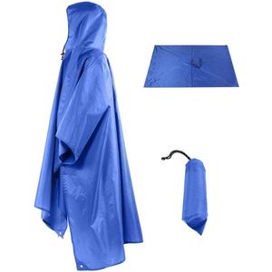 Waterproof Rain Poncho Lightweight Reusable Hiking Hooded Coat Jacke, 2 XL