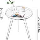 Clear Acrylic Side Table, Round End Table Nightstand Bedside Table Small Circle with Tray for Living Room Bedroom Office Small Space (Clear)