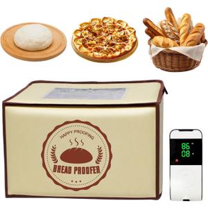 Folding Bread Proofing Box with 50~113 Temp Control & 48H Timer and NTC Sensor Dough Proofer, Visible Zippered Sourdough Starter Warmer Box for Bread, Pizza, Yogurt