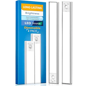 2 Pack Under Cabinet Lighting Wireless, 68 LED Rechargeable Battery Motion Sensor Light Indoor, Stick On Magnetic Closet Lights, Under Counter Lights for Kitchen, Stairs, Warm 16 in
