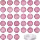 100Pcs Natural Crystal Beads Stone Gemstone Round Loose Energy Healing Beads with Free Crystal Stretch Cord for Jewelry Making (Rhodochrosite, 8MM) (8MM, Rhodochrosite)