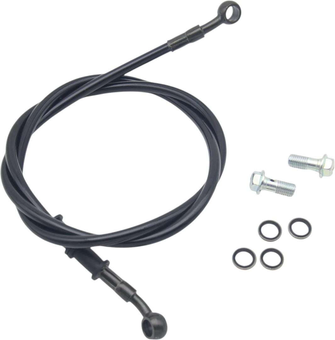 GY6 Scooter ATV Dirt Bike Brake Hose Line Kit 10mm Banjo + M10x1.25 Stainless Steel Banjo Bolt (28mm) and Washers - Compatible with 50cc-150cc Chinese Scooters, Go Karts, Quad Bikes