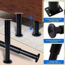 4 PCS Adjustable Height Bed Support Legs [with 18PCS Screws] for Bed Frame/Bed Center Slat, Heavy Duty Furniture Replacement Legs 7.08-12.2 inch for Sofa/Cabinet/Couch/Dresser/Table (Black)