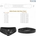 WERFORU Women Vintage Wide Elastic Thick Stretch Belt with Interlock Buckle for Dress (Black)