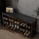 AQIMUELE Wood Shoe Rack Bench for Entryway, 2 Tier Shoe Rack for Front Door Entrance, Shoe Bench with Shoe Storage for Entryway, Bedroom, 47.2"