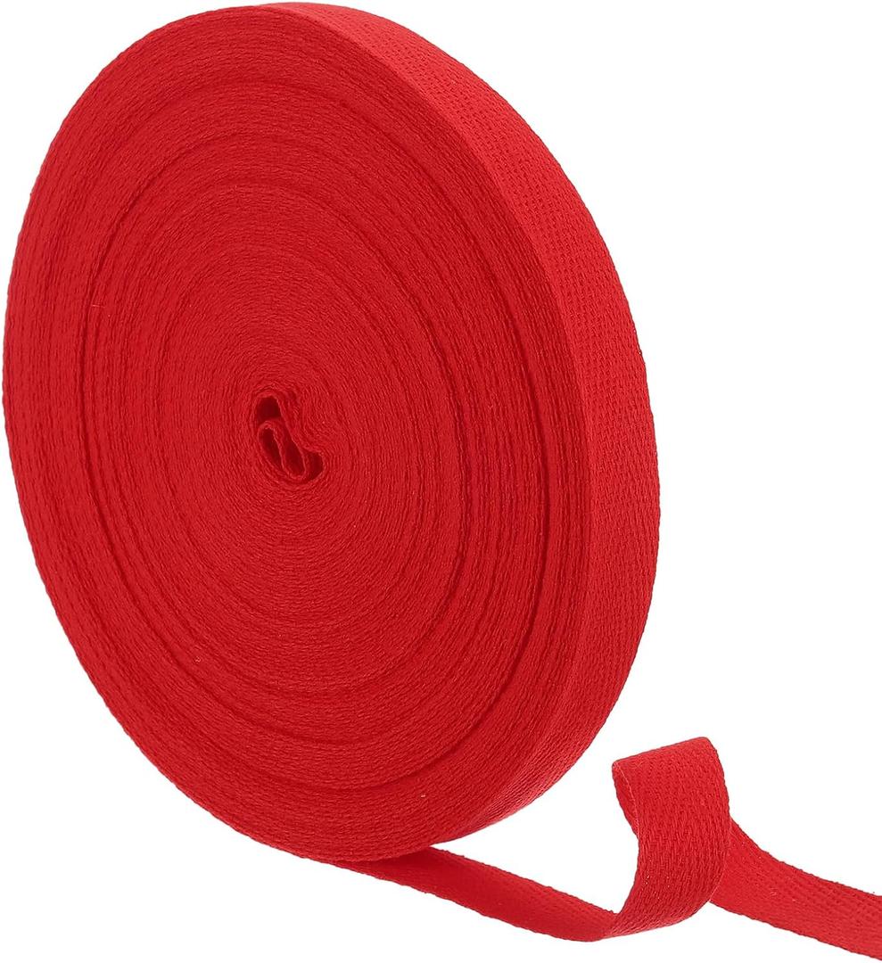 uxcell 23 Yards Cotton Twill Tape, 5/8-inch Herringbone Webbing Ribbon Bias Binding Tapes for Clothes Sewing, DIY Crafting (Bright Red)