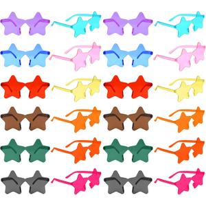 8/12/24/36/48 Pack Star Sunglasses Bulk Colorful Rimless Star Glasses Transparent Candy Color Sunglass for Adult Kids