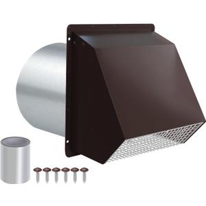 6 Inch Hooded Wall Vent with Screen and Damper,6" Vent Hood Wall Exhaust Vent Cover,Dryer Vent Cover Outside,6"Vent Cover Exterior Wall Vent Cap for Range Hood Kitchen Air Ventilation,Galvanized Steel