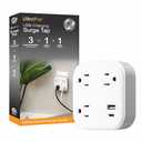 GE UltraPro 3-Outlet Surge Protector, Outlet Extendor with USB, Wall Tap, 1 USB-A, 1 USB-C, Adapter Spaced, for Home or Office, 900 Joules, Charging Station, White - 81787