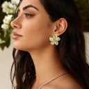 Gold Flower Statement Earrings for Women, 14K Gold Plated Large Irregular Leaf Floral, Big Chunky Dangle Earrings Set