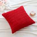OTOSTAR Corduroy Decorative Throw Pillow Covers 18x18 Inch Super Soft Boho Striped Square Pillow Covers Case Modern Cushion Covers for Sofa Couch Bedroom Car Decor Red