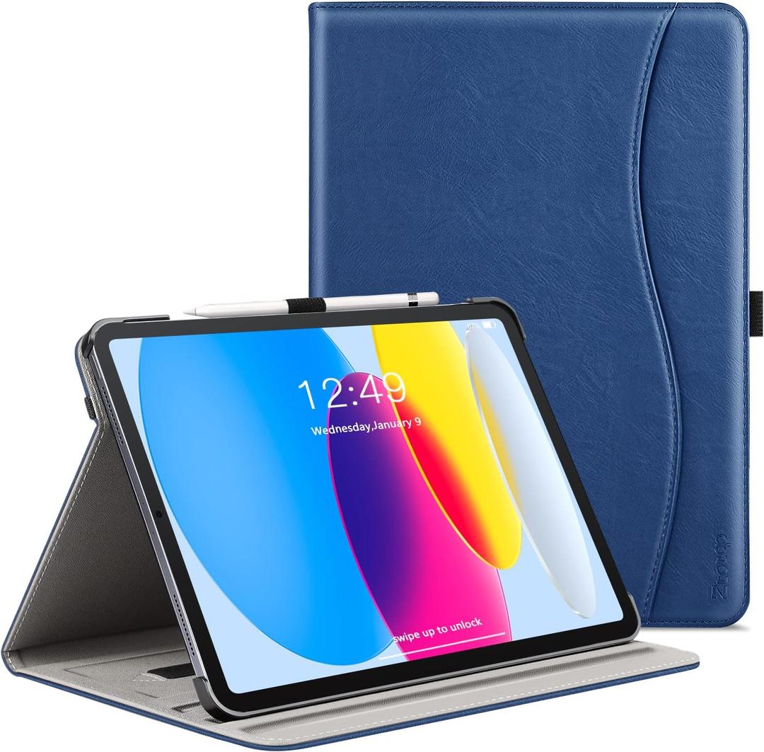 ZtotopCases for iPad (A16) 11th Generation Case 11 inch (2025), iPad 10th Generation Case 10.9 Inch 2022, Premium PU Leather Business Folio Stand Cover with Slot, Auto Wake/Sleep, Multi 4 Angles, Blue