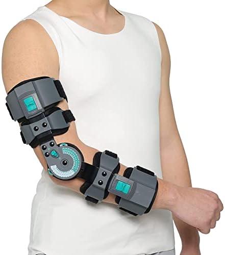 DOUKOM Hinged Post Op Elbow Brace, Adjustable Range of Motion Support Stabilizer for Dislocated Arm, Post Tendon Injury & Surgery Pain Relief Recovery, Right