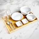 Bam & Boo Natural Bamboo Serving Tray Extra Large Rectangular with Handles for Food, Drinks, Storage, Decor, Vanity, Breakfast, Parties, Weddings, Picnics(23.6 x 15 x 2.35, Natural)