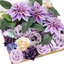 Ling's Moment Artificial Flowers Box Set for DIY Wedding Bouquets Centerpieces Arrangements Party Baby Shower Home Decorations (Dreamy Purple) (Grand, Prpl-lilac & Purple)